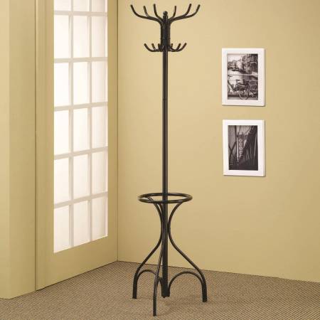 Accent Racks Black Metal Coat Rack with Umbrella Holder